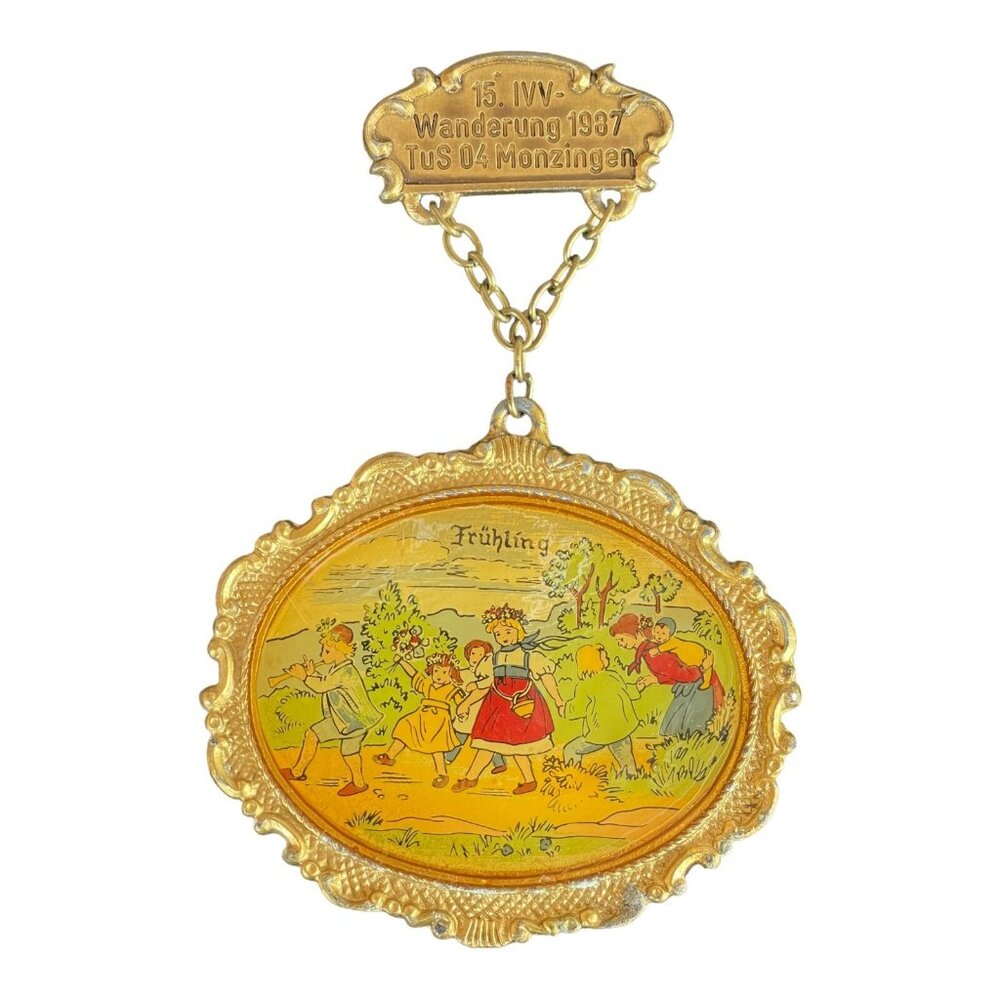 Vintage German Hiking Medal Brooch Fruhling Wanderung 1987 Lohnweiler 6759 Rare